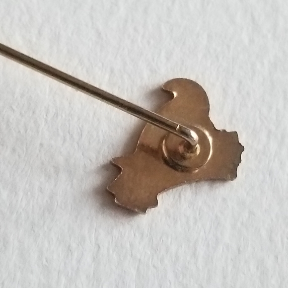 Vintage bird stickpin stick pin purple black enamel gold tone flower - Picture 7 of 8